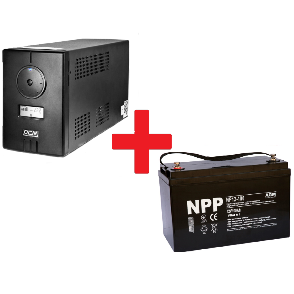 Готовое решение ИБП Powercom INF-800 + АКБ NPP NP12-100