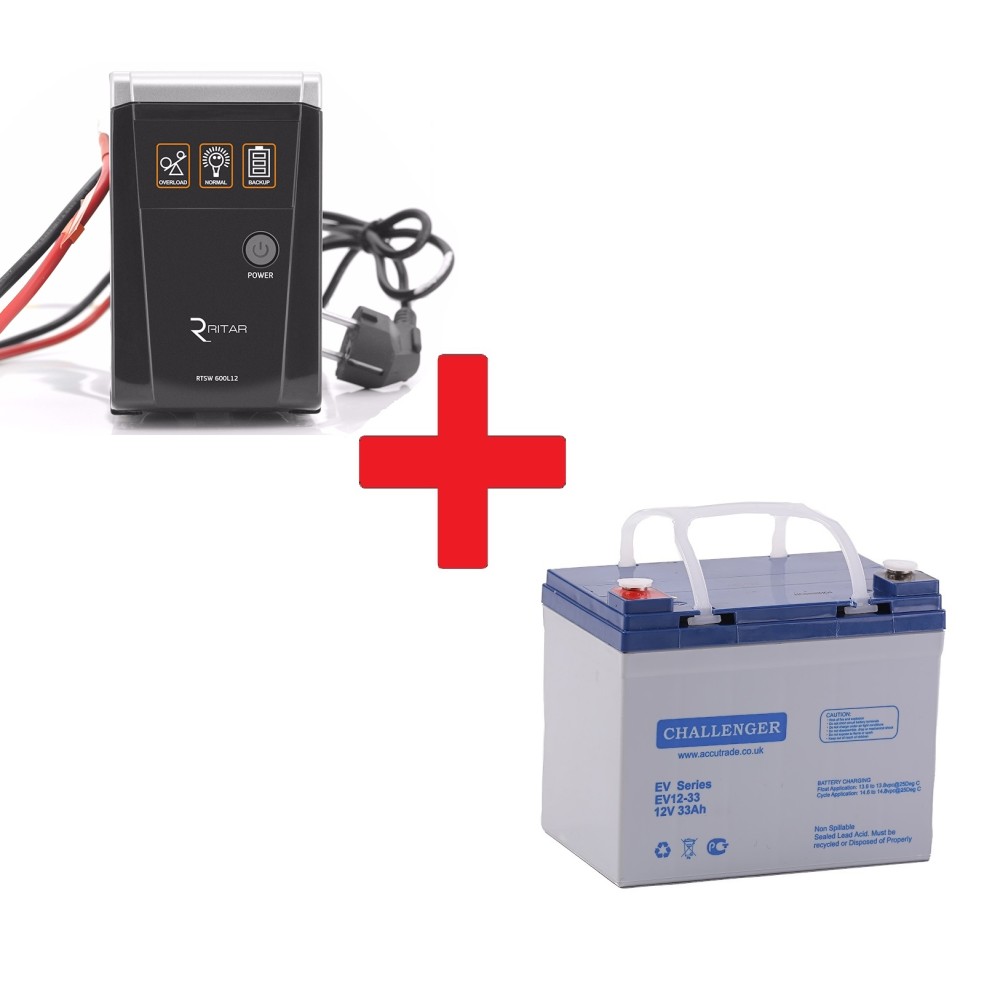 Готовое решение ИБП RITAR RTSW-500 LED,12В Q4 + АКБ Challenger A12-33